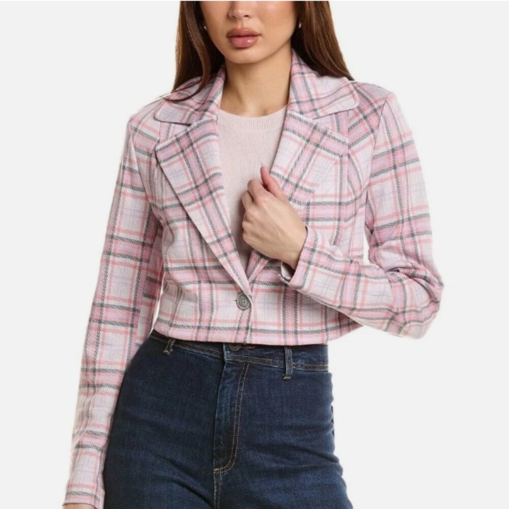 Cabi Pink Plaid Crop Jacket NWOT Asst Szs